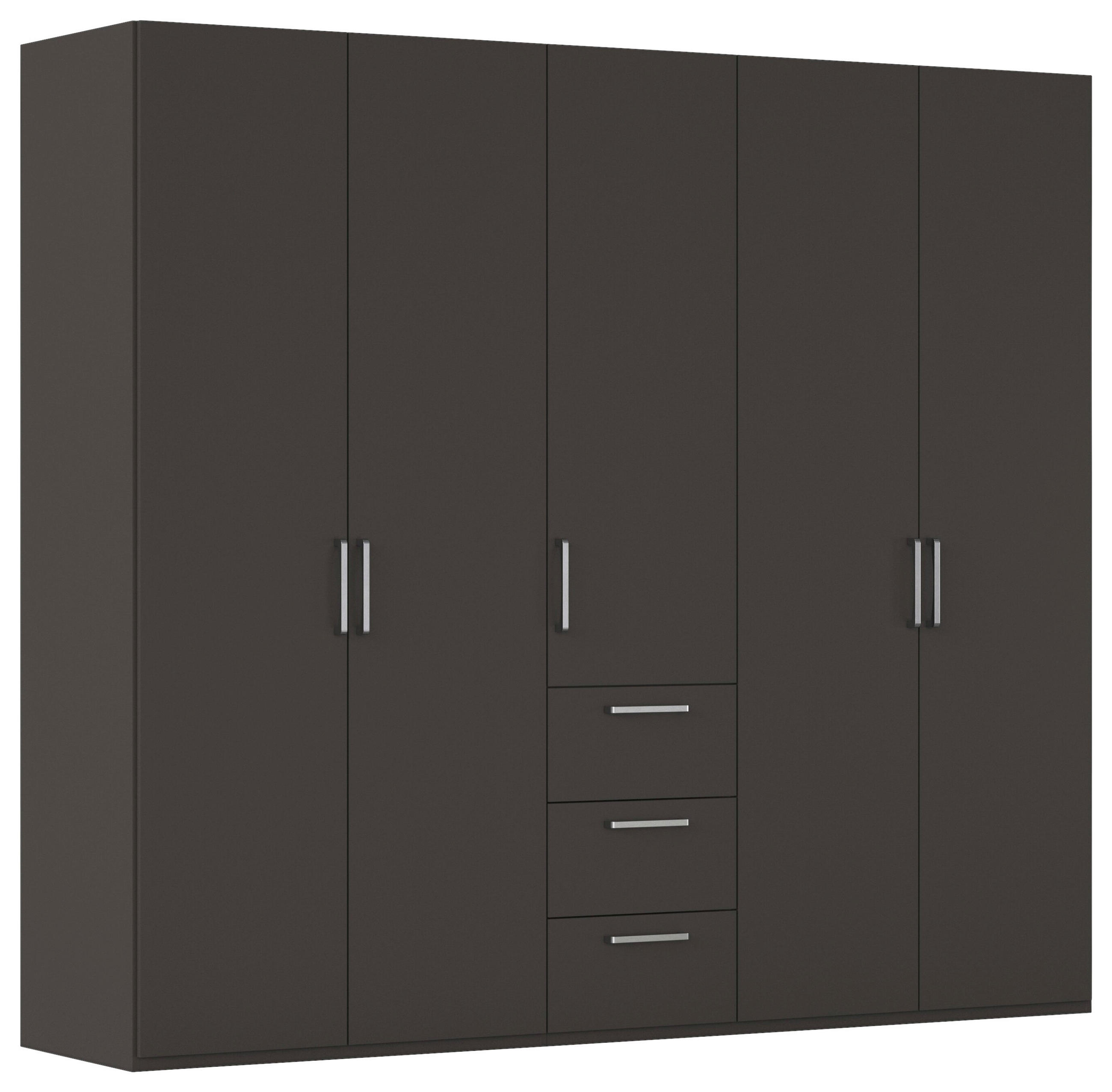 DREHTÜRENSCHRANK 251/235/61 cm,  in Graphitfarben, 5-türig  - Edelstahlfarben/Graphitfarben, Basics, Holzwerkstoff/Metall (251/235/61cm) - Novel