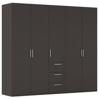 DREHTÜRENSCHRANK 251/235/61 cm,  in Graphitfarben, 5-türig  - Edelstahlfarben/Graphitfarben, Basics, Holzwerkstoff/Metall (251/235/61cm) - Novel