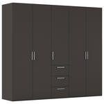 DREHTÜRENSCHRANK 251/223/61 cm,  in Graphitfarben, 5-türig  - Edelstahlfarben/Graphitfarben, Basics, Holzwerkstoff/Metall (251/223/61cm) - Novel