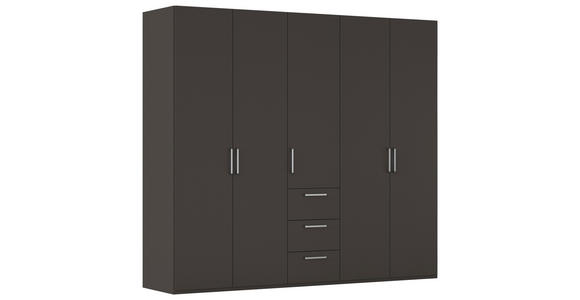DREHTÜRENSCHRANK 251/223/61 cm,  in Graphitfarben, 5-türig  - Edelstahlfarben/Graphitfarben, Basics, Holzwerkstoff/Metall (251/223/61cm) - Novel