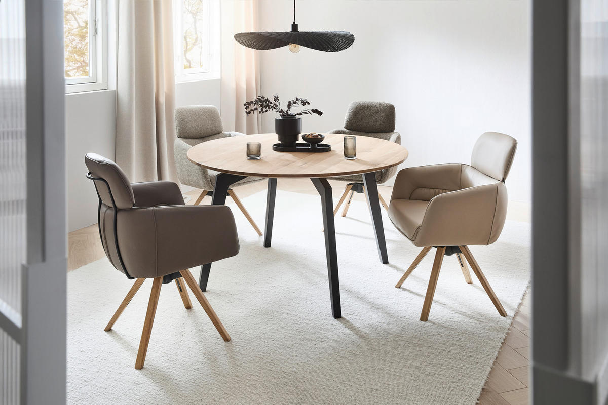 ESSTISCH in Holz 130/130/76 cm  - Eichefarben/Schwarz, Design, Holz/Metall (130/130/76cm) - Valnatura