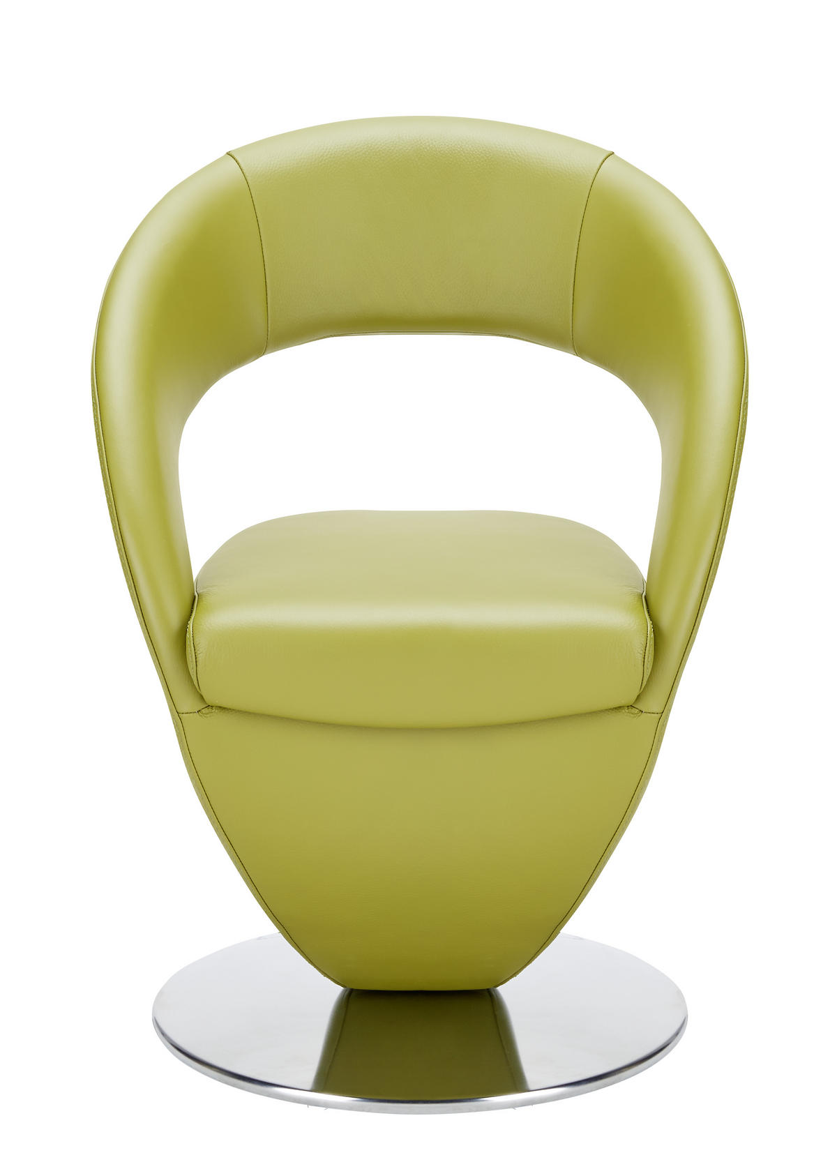 STUHL  in Echtleder pigmentiert Leder  - Edelstahlfarben/Grün, Design, Leder/Metall (62/86/61cm) - Moderano