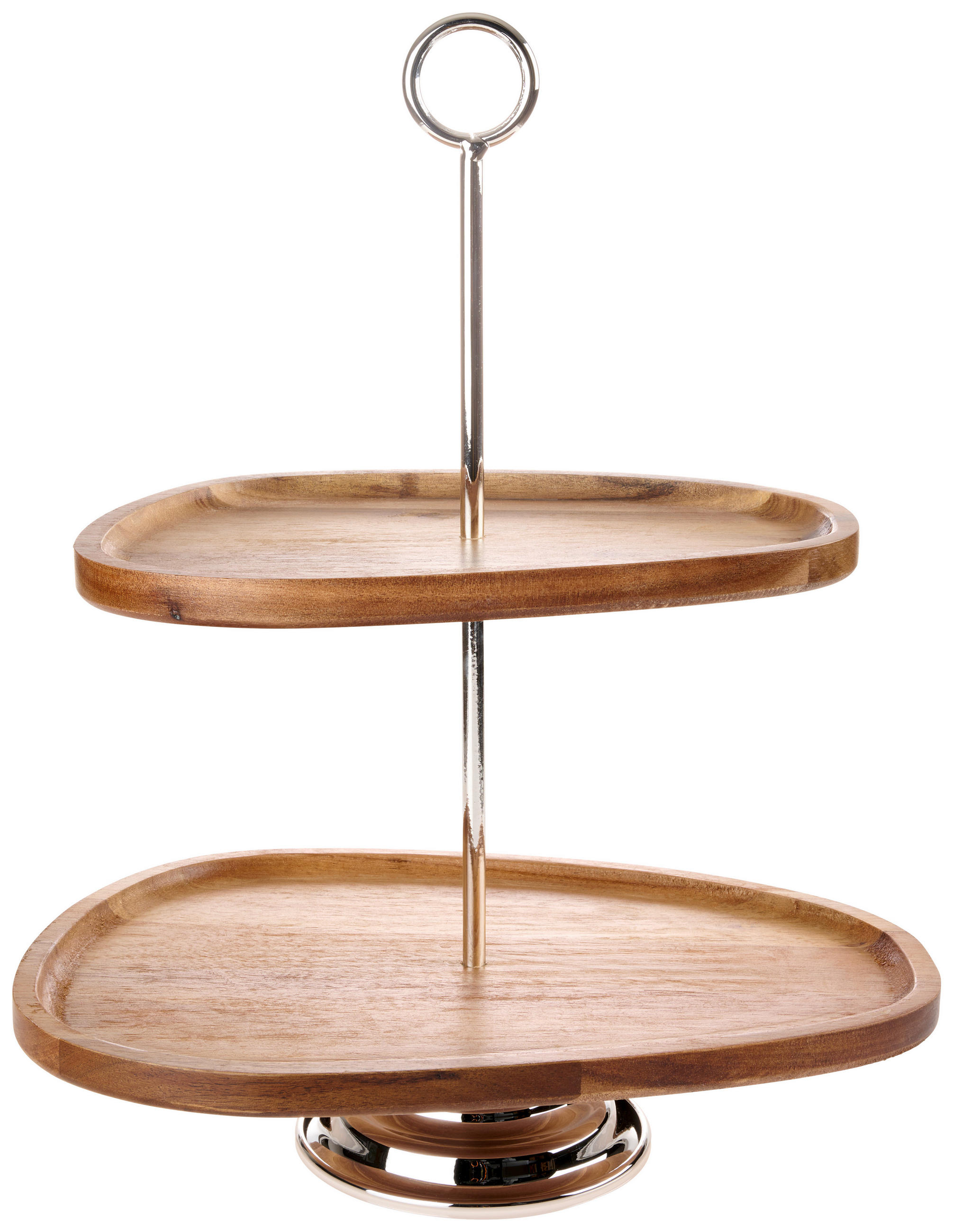 POSCHODOVÝ STOJAN - prírodná farba/strieborná, Basics, kov/drevo (29,8/37,5/21,5cm) - Ambia Home