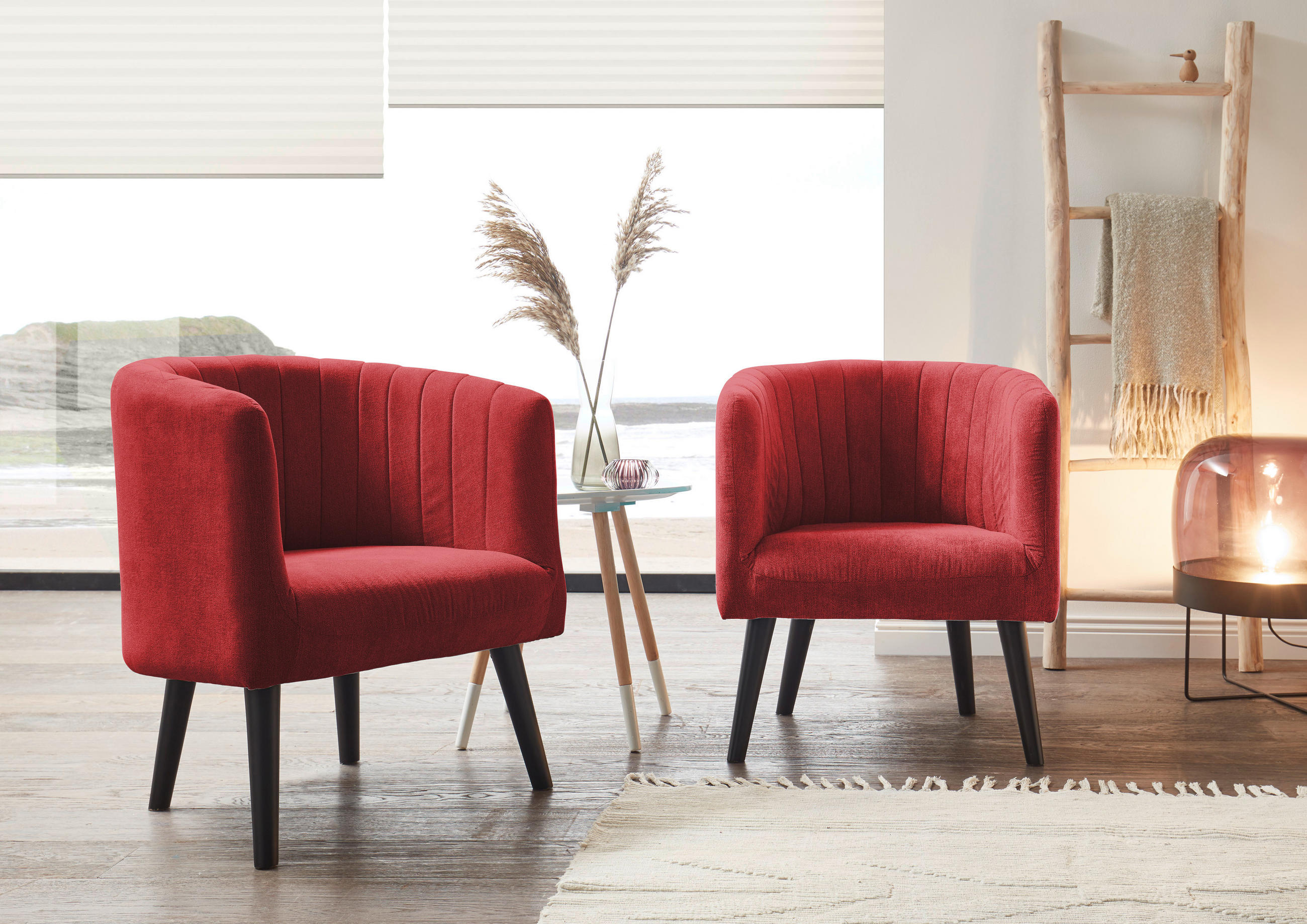 COCKTAILSESSEL Mikrovelours Rot    - Rot/Schwarz, Basics, Holz/Textil (61/82/58cm) - Livetastic