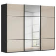 SCHWEBETÜRENSCHRANK 301/223/68 cm 3-türig Schwarz, Champagner  - Champagner/Schwarz, KONVENTIONELL, Glas/Holzwerkstoff (301/223/68cm) - Novel