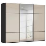 SCHWEBETÜRENSCHRANK 301/223/68 cm 3-türig Schwarz, Champagner  - Champagner/Schwarz, KONVENTIONELL, Glas/Holzwerkstoff (301/223/68cm) - Novel