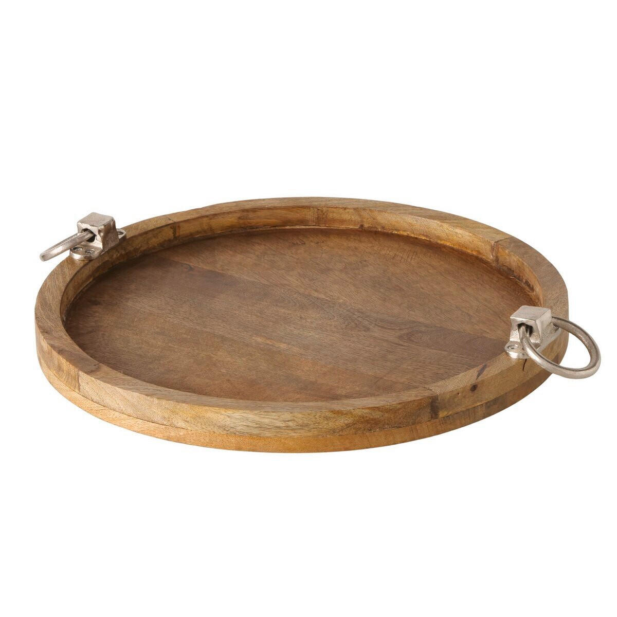 PODNOS    - prírodná farba/strieborná, Basics, kov/drevo (45/45/7cm)