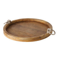 PODNOS    - prírodná farba/strieborná, Basics, kov/drevo (45/45/7cm)