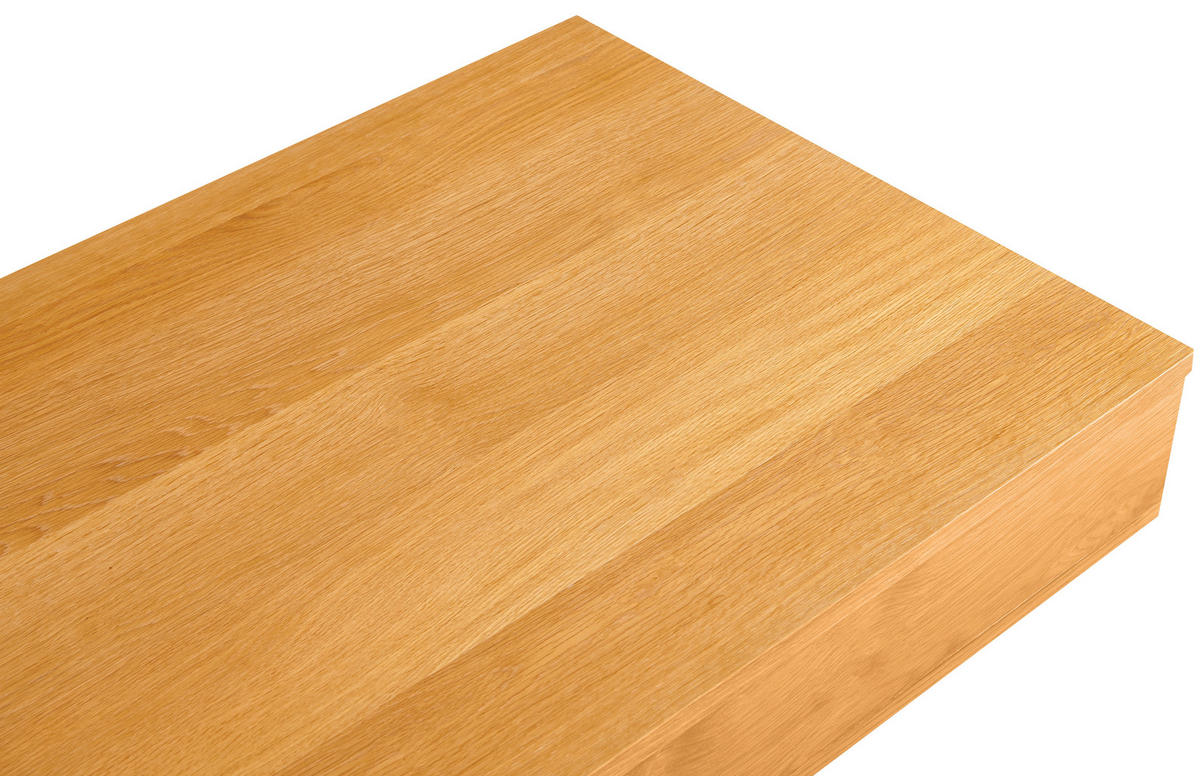 COUCHTISCH Eiche furniert 110/46,5/65 cm rechteckig Schwarz, Eichefarben, Edelstahlfarben  - Edelstahlfarben/Eichefarben, Design, Holz/Holzwerkstoff (110/46,5/65cm) - Livetastic