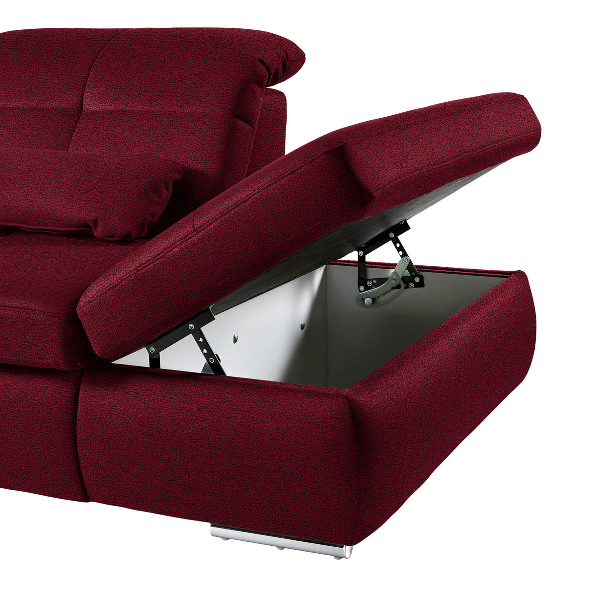 WOHNLANDSCHAFT  in Mikrofaser Weinrot  - Chromfarben/Weinrot, Design, Textil (195/371/260cm) - Beldomo Style