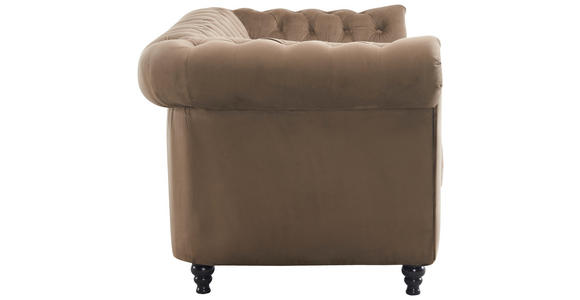 CHESTERFIELD-SOFA Samt Schwarz, Taupe  - Taupe/Schwarz, Trend, Holz/Textil (165/73/87cm) - Xora