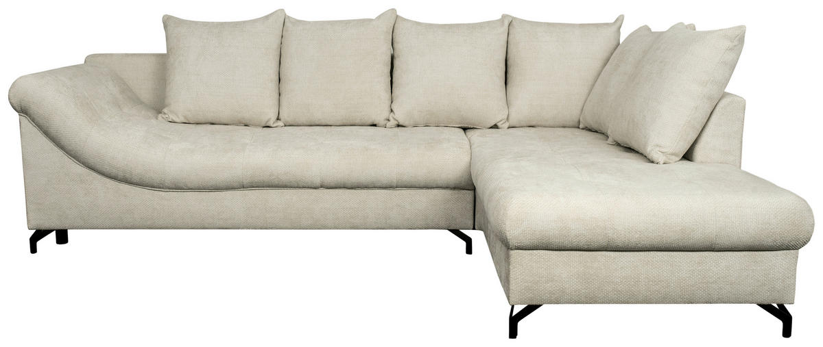 ECKSOFA Hellgrau Struktur  - Hellgrau/Schwarz, KONVENTIONELL, Textil/Metall (274/194cm) - Carryhome