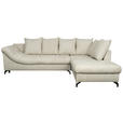 ECKSOFA Hellgrau Struktur  - Hellgrau/Schwarz, KONVENTIONELL, Textil/Metall (247/194cm) - Carryhome