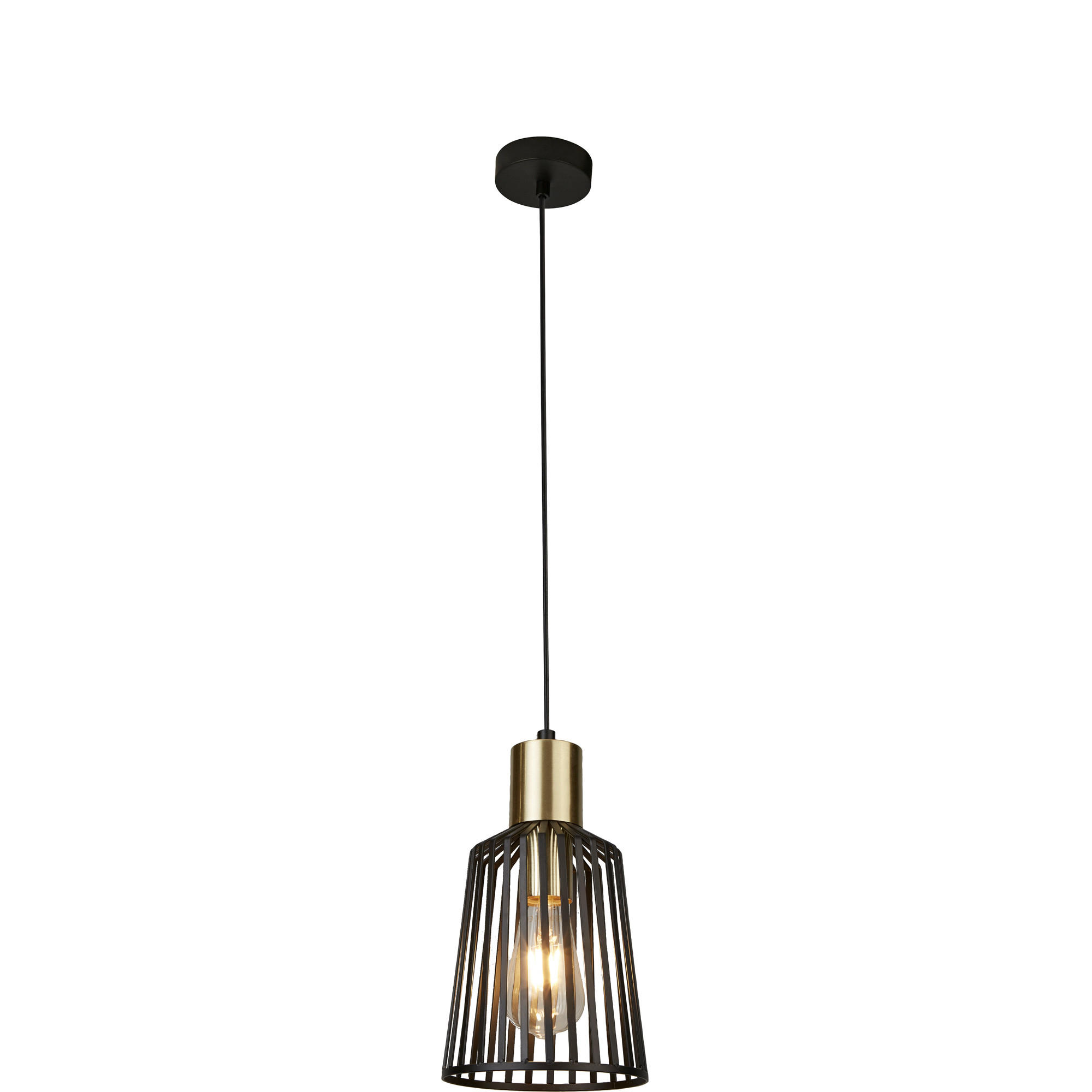Searchlight Pendelleuchte Bird Cage Messing, Schwarz 150 cm