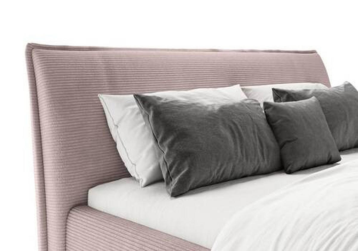 POLSTERBETT 180/200 cm  in Altrosa  - Schwarz/Altrosa, Design, Textil/Metall (180/200cm) - Lomoco