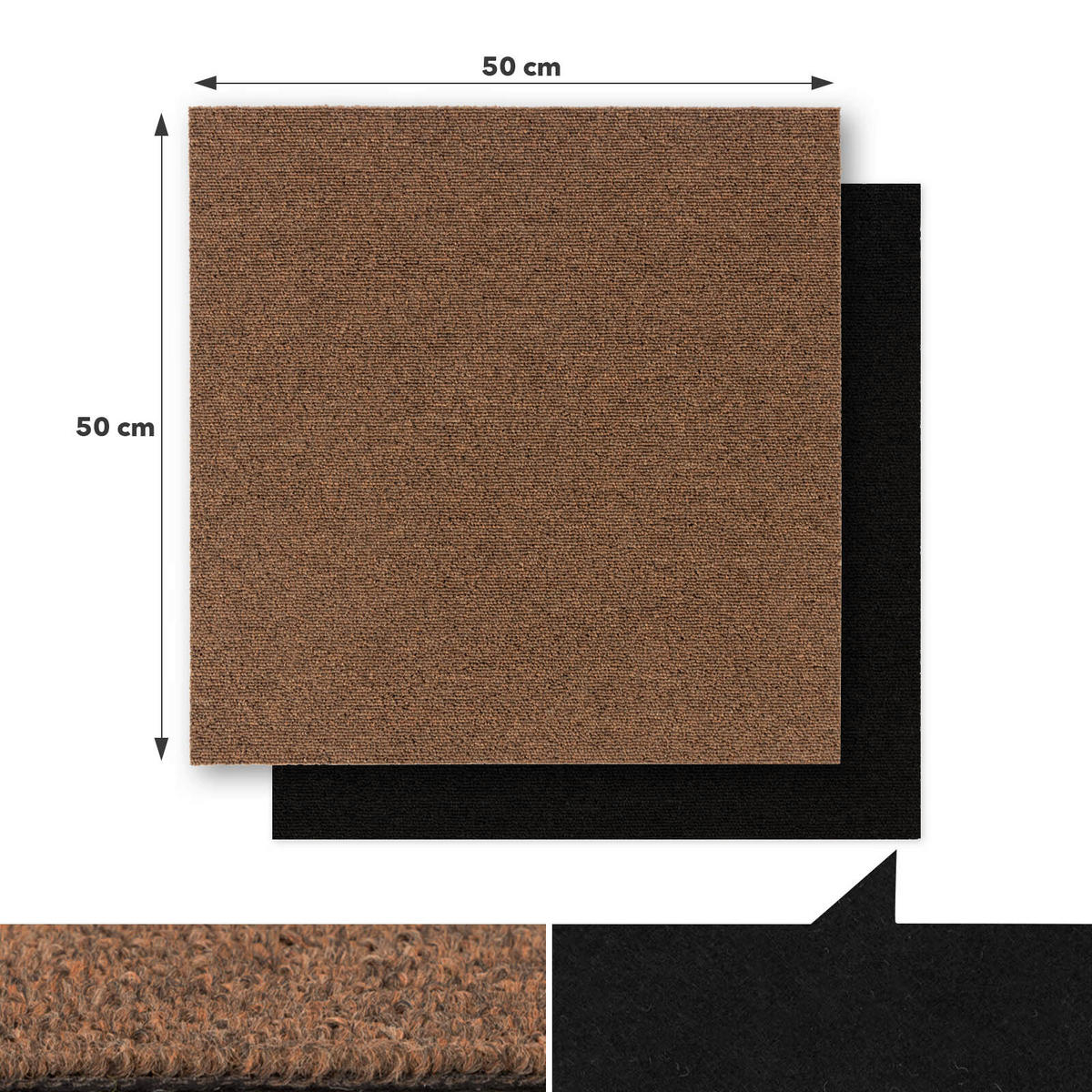 TEPPICHFLIESE - Hellbraun, Basics, Textil (50/50cm) - Esposa