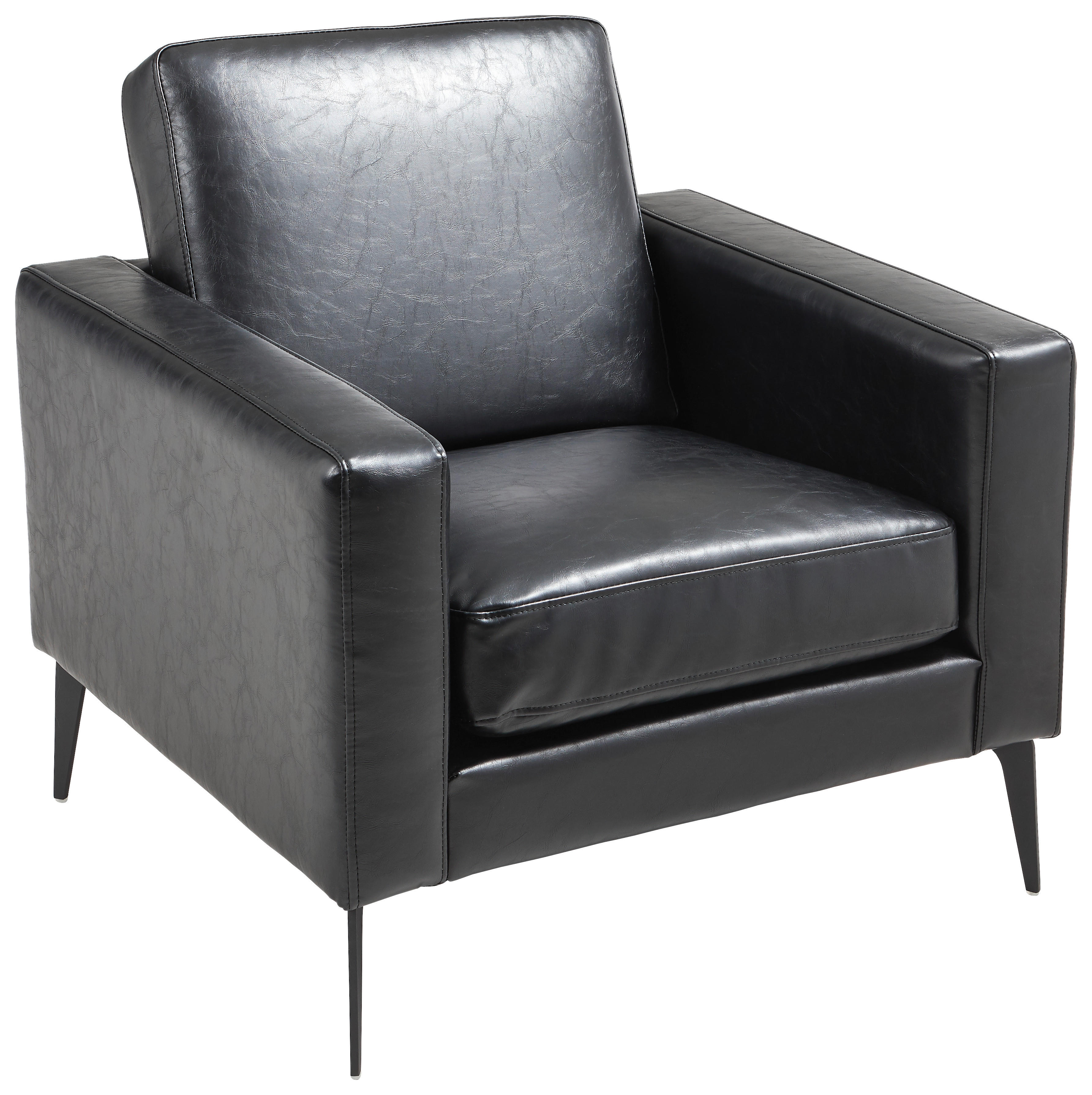 SESSEL Lederlook Schwarz    - Schwarz, Design, Textil/Metall (81/79/79cm) - Livetastic