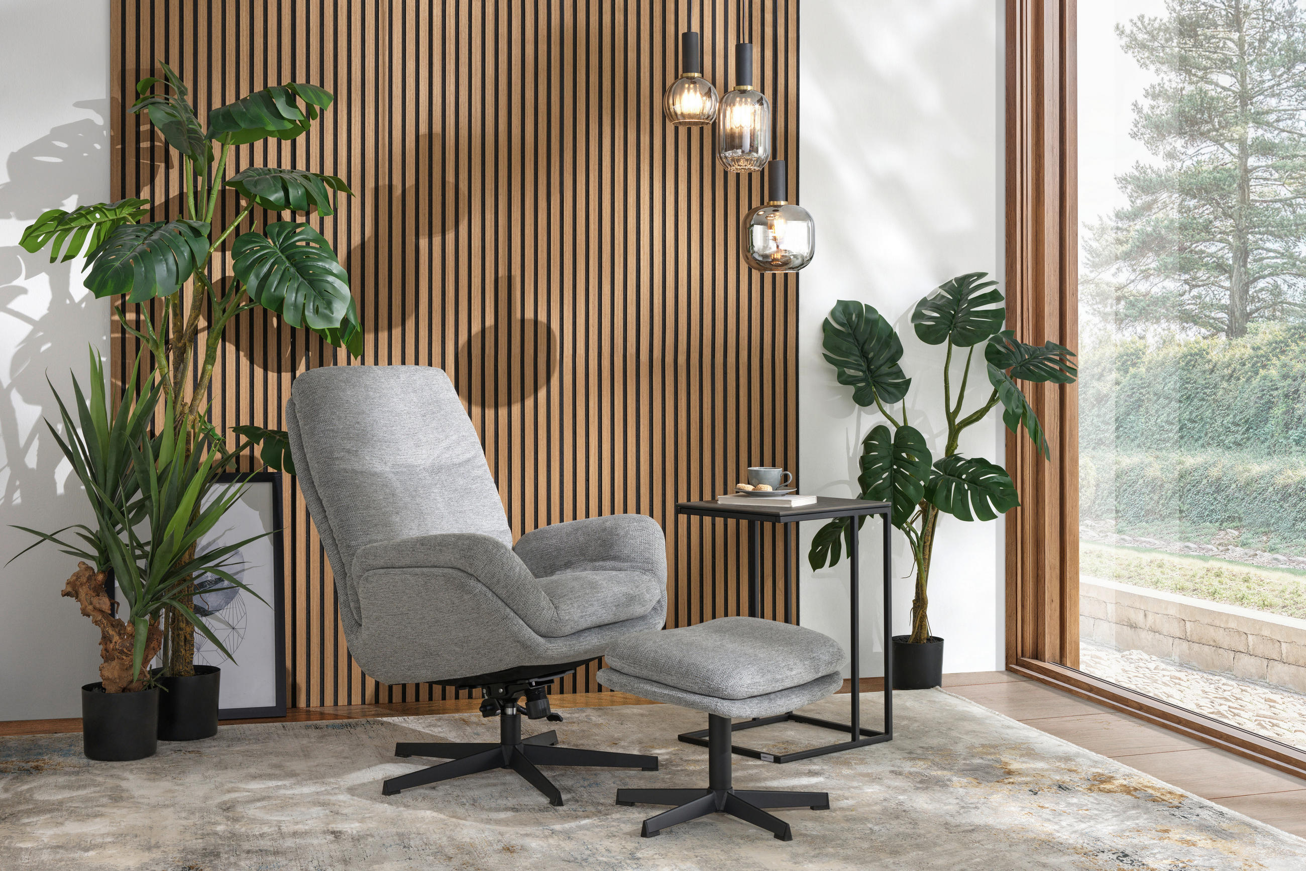 RELAXSESSELSET Webstoff    - Schwarz/Grau, Design, Textil/Metall (75/103/85cm) - Carryhome