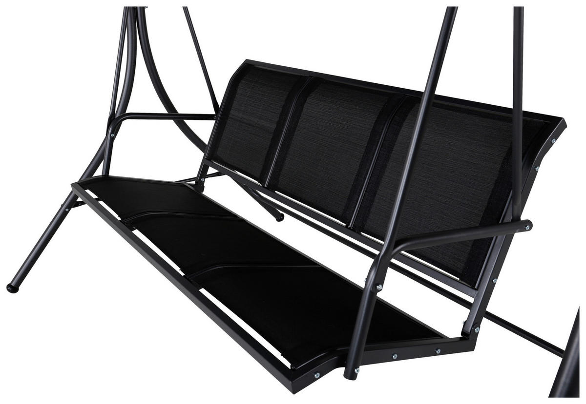 HOLLYWOODSCHAUKEL 204/163/130 cm  - Schwarz, KONVENTIONELL, Textil/Metall (204/163/130cm) - Gardenson