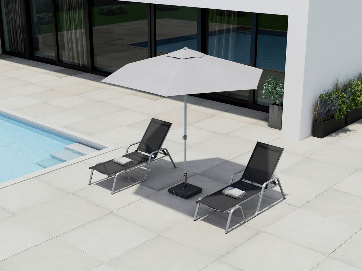 SONNENSCHIRM 300 cm Hellgrau  - Silberfarben/Hellgrau, Basics, Textil/Metall (300cm) - Kettler