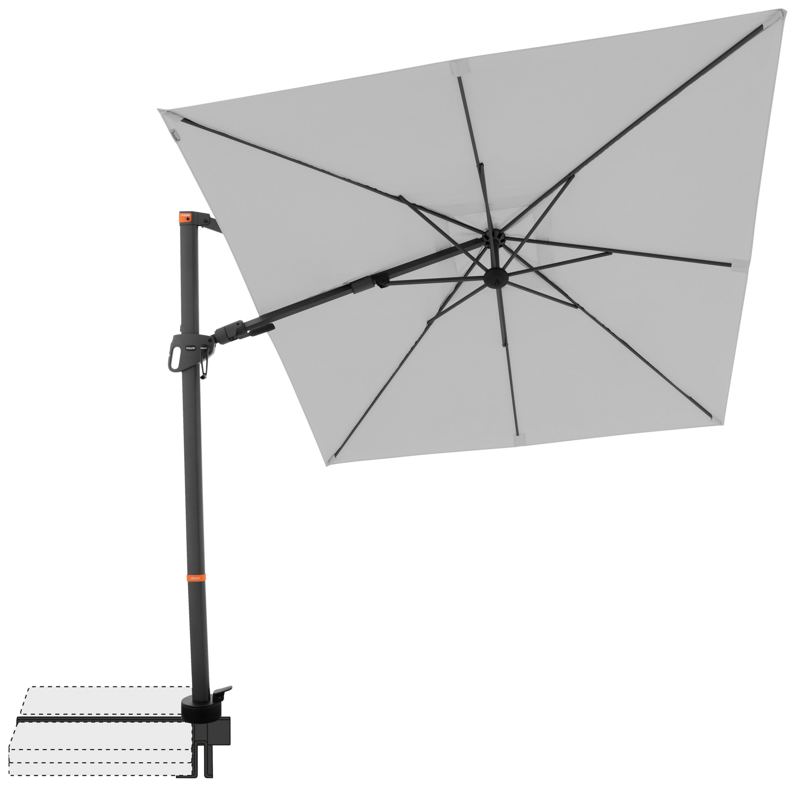 AMPELSCHIRM  210/210 cm  - Anthrazit/Hellgrau, Basics, Textil/Metall (210/210cm) - Doppler