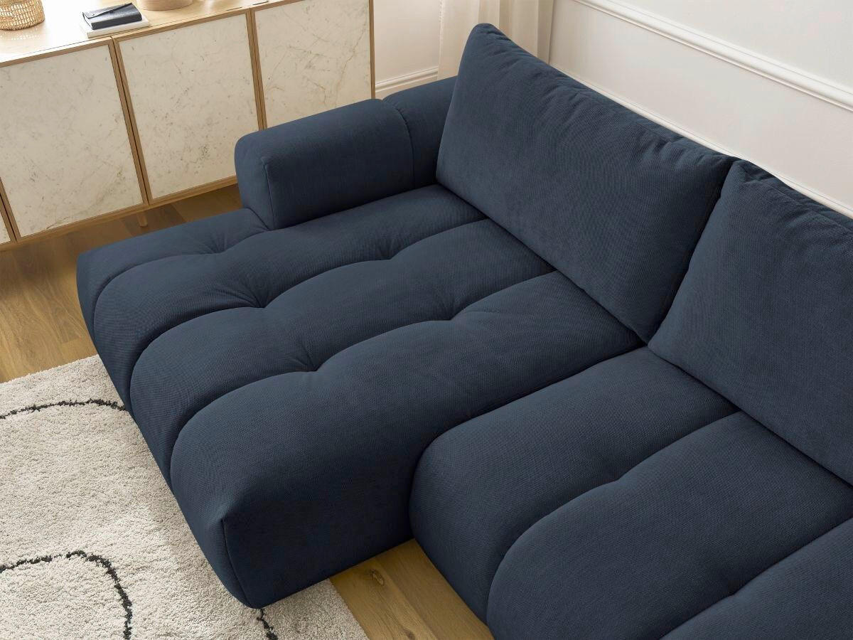 ECKSCHLAFSOFA FUJI Leinenoptik Dunkelblau  inkl.  - Schwarz/Dunkelblau, MODERN, Kunststoff/Textil (160/292cm)