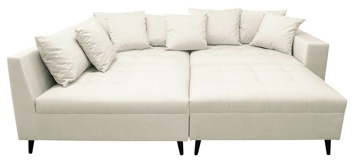 Ecksofa inkl. Hocker  in Mikrofaser Hellgrau  174/247 cm  - Hellgrau/Schwarz, Design, Holz/Textil (174/247cm) - MID.YOU