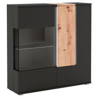 VISOKA KOMODA   120/121/39 cm   crna, hrast Artisan  - srebrne boje/hrast Artisan, Design, staklo/drvni materijal (120/121/39cm) - Livetastic