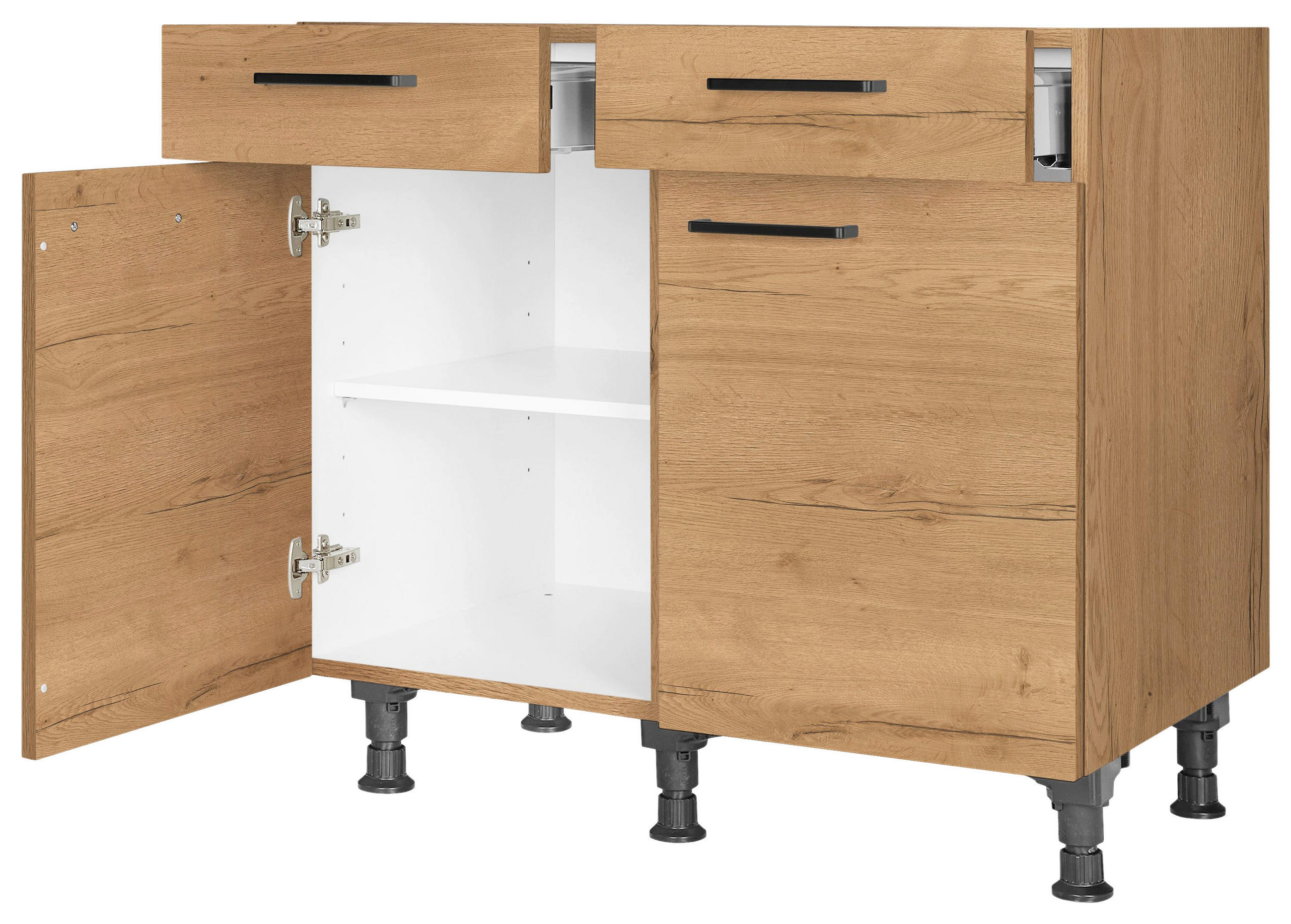 SCHUBKASTENUNTERSCHRANK 90/87/56 cm  in Eichefarben  - Eichefarben/Schwarz, MODERN, Holzwerkstoff/Metall (90/87/56cm) - Nobilia