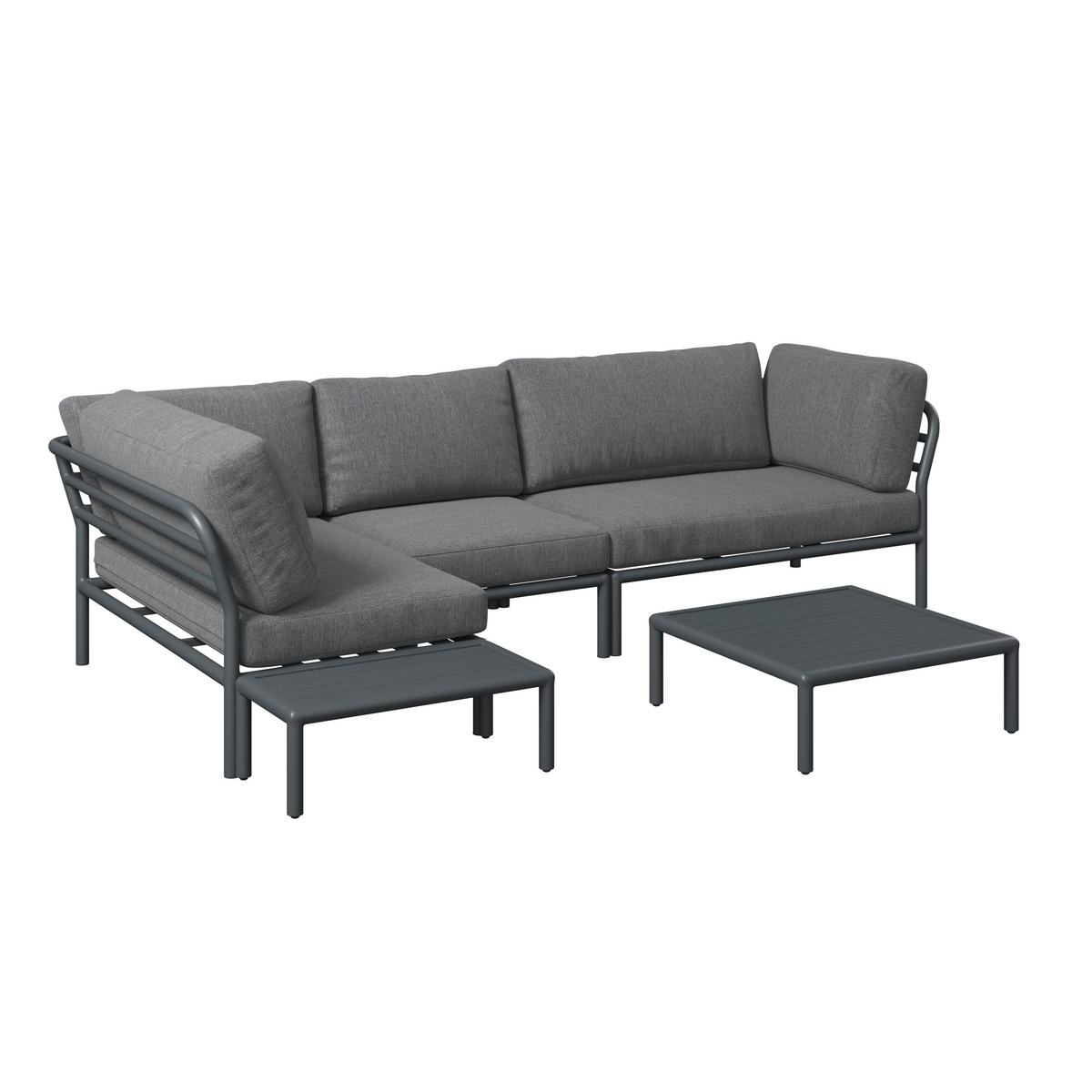 LOUNGEGARNITUR 169/289 cm Aluminium  - Dunkelgrau/Anthrazit, Design, Textil/Metall (169/289cm) - Amatio
