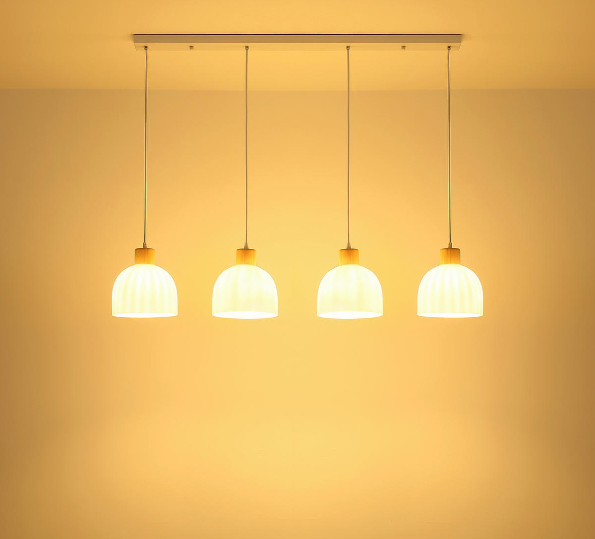 HÄNGELEUCHTE Swanson 113/20/120 cm  - Opal/Braun, Design, Glas/Holz (113/20/120cm) - Globo