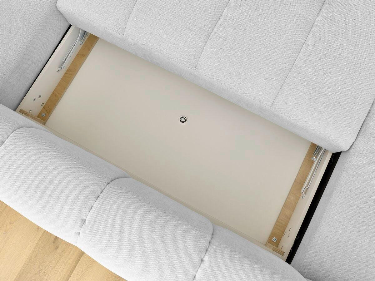 WOHNLANDSCHAFT  FUJI  Hellgrau Leinenoptik  - Hellgrau/Schwarz, MODERN, Kunststoff/Textil (160/377/204cm)