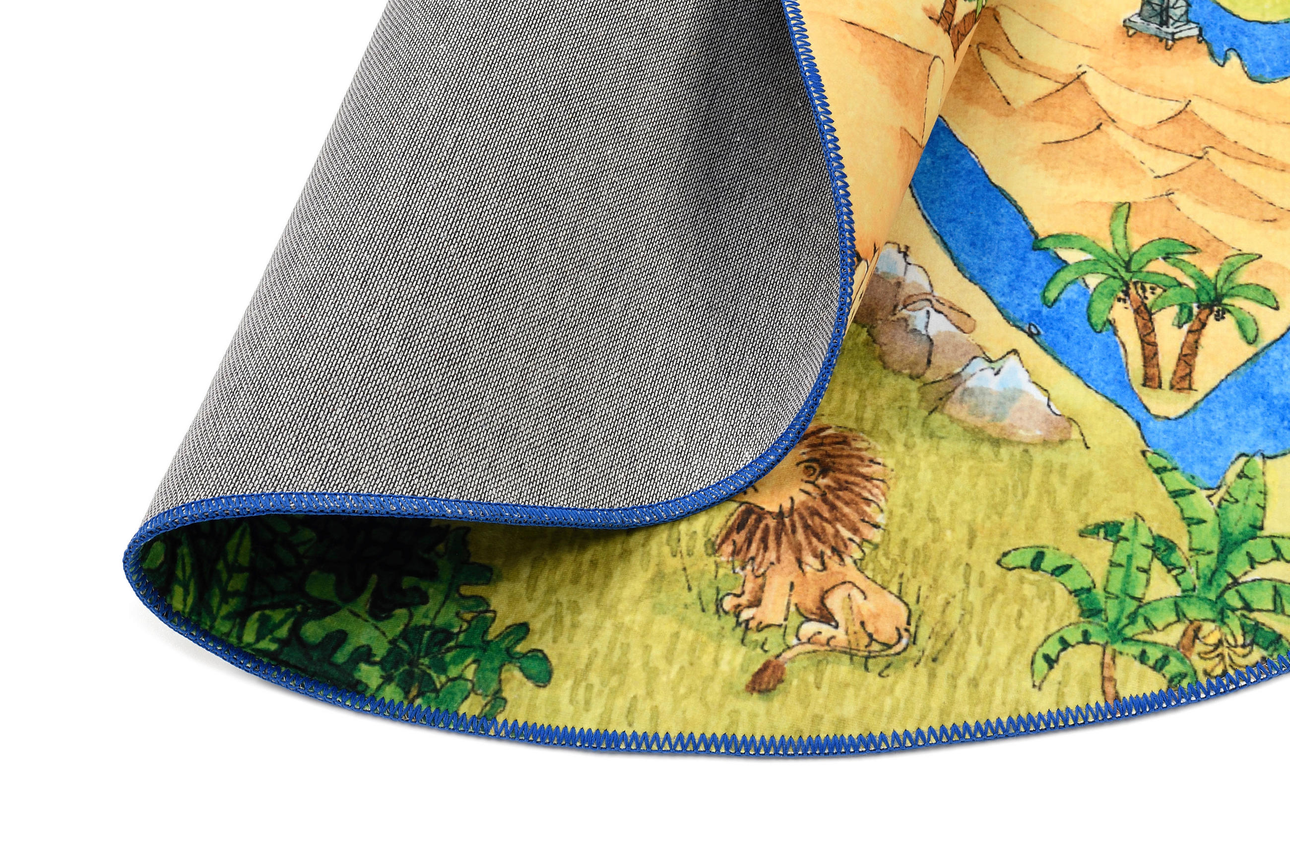 Thumbnail - Kinderteppich Felix der Hase, Blau, Textil, Weltkarte, rund, Oeko-Tex® Standard 100, für Fußbodenheizung geeignet, pfleg...