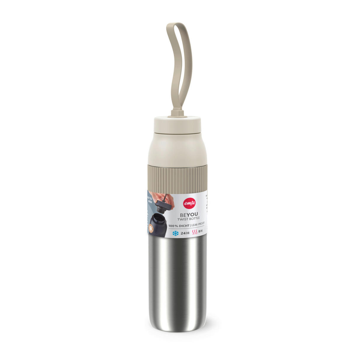 ISOLIERFLASCHE beYou 0,7L L  - Hellgrau, Basics, Metall (7,4/7,4/29,5cm) - Emsa