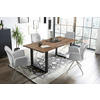 TISCHGRUPPE Hellgrau, Walnussfarben  - Silberfarben/Walnussfarben, MODERN, Holz/Textil (160/90/75cm) - Livetastic
