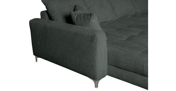 ECKSOFA Dunkelgrau Chenille Zierkissen, Rückenkissen, Rücken echt  - Chromfarben/Dunkelgrau, KONVENTIONELL, Textil/Metall (227/329cm) - Carryhome