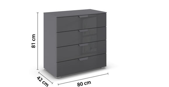 KOMMODE in 80/81/42 cm - Dunkelgrau/Anthrazit, Design, Glas/Holzwerkstoff (80/81/42cm) - Carryhome