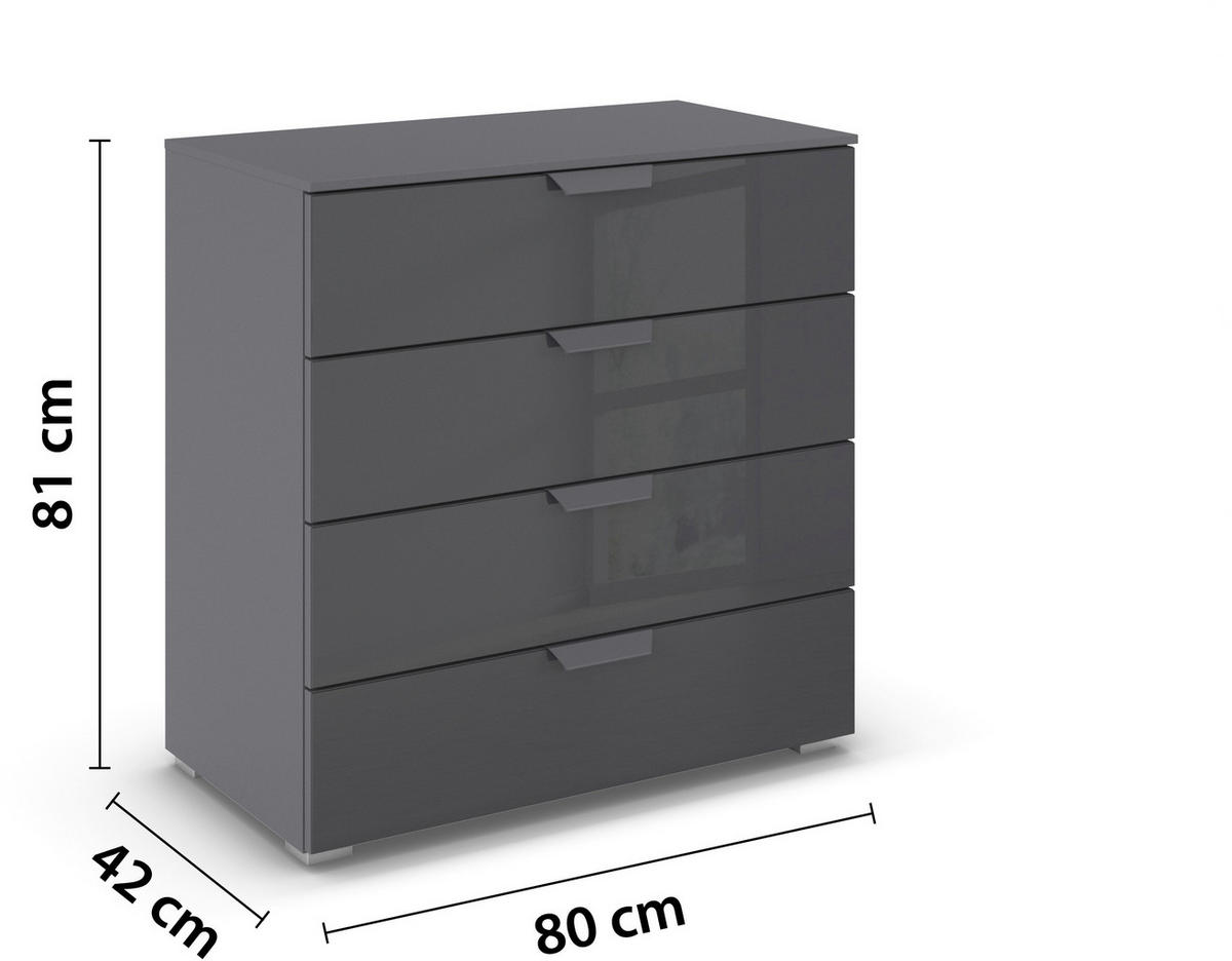 KOMMODE  in 80/81/42 cm  - Dunkelgrau/Anthrazit, Design, Glas/Holzwerkstoff (80/81/42cm) - Carryhome