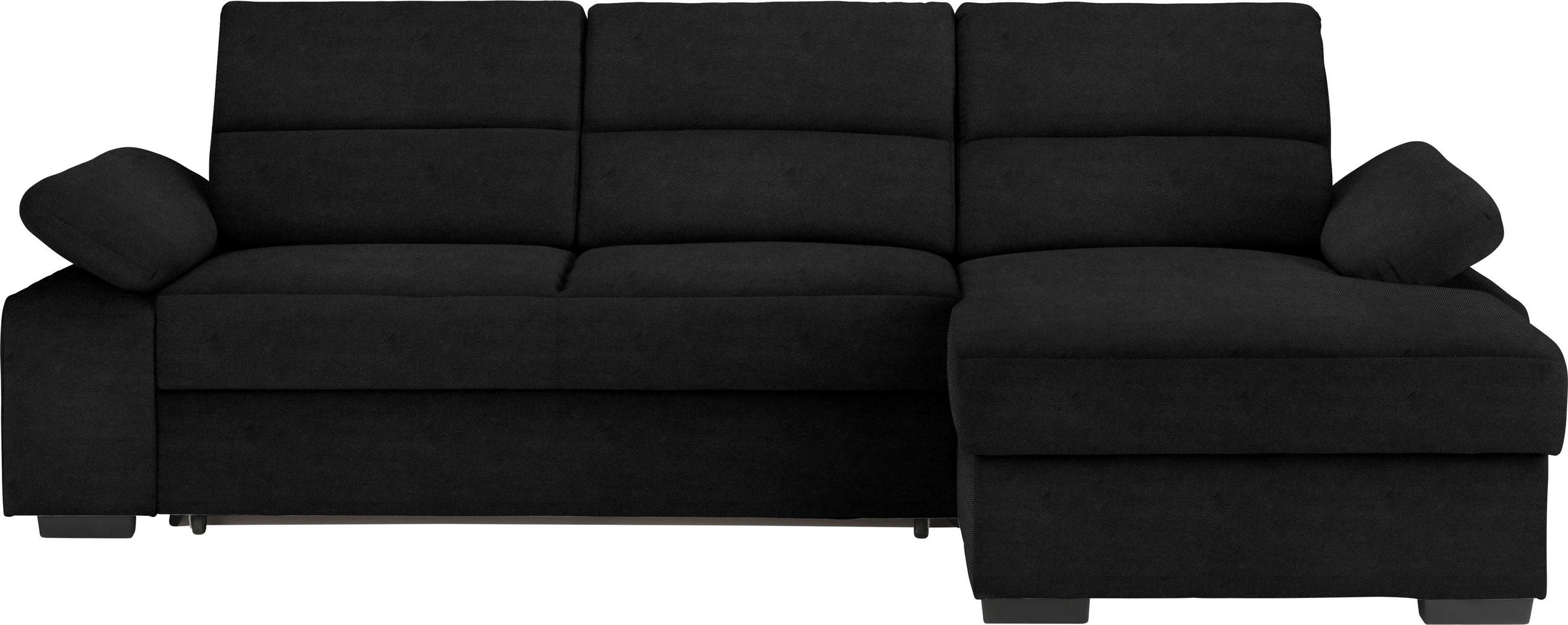 ECKSOFA in Flachgewebe Schwarz  - Dunkelbraun/Schwarz, Konventionell, Kunststoff/Textil (258/166cm) - Cantus
