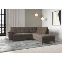 ECKSOFA ZORA E Dunkelbraun Flachgewebe  - Dunkelbraun/Schwarz, MODERN, Textil/Metall (244/212cm) - Sit & More