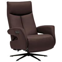 RELAXSESSEL in Leder Dunkelbraun  - Dunkelbraun/Schwarz, Design, Leder/Metall (74/105/82cm) - Welnova