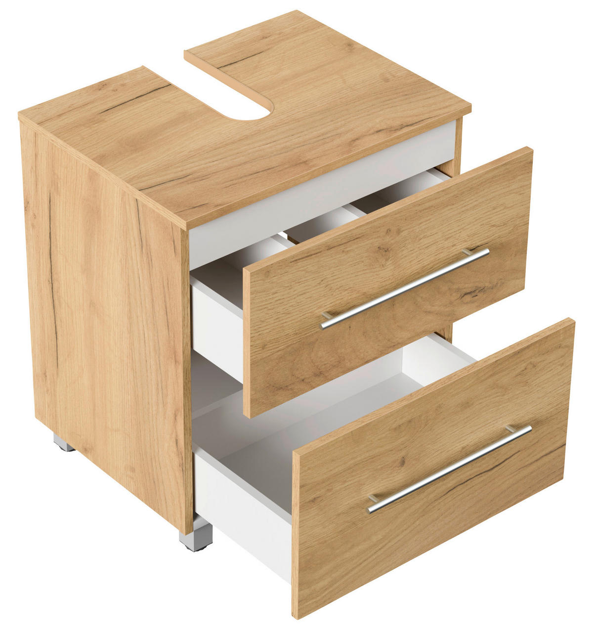 WASCHBECKENUNTERSCHRANK 55/63/41,6 cm  - Eichefarben/Silberfarben, MODERN, Holzwerkstoff/Metall (55/63/41,6cm) - MID.YOU