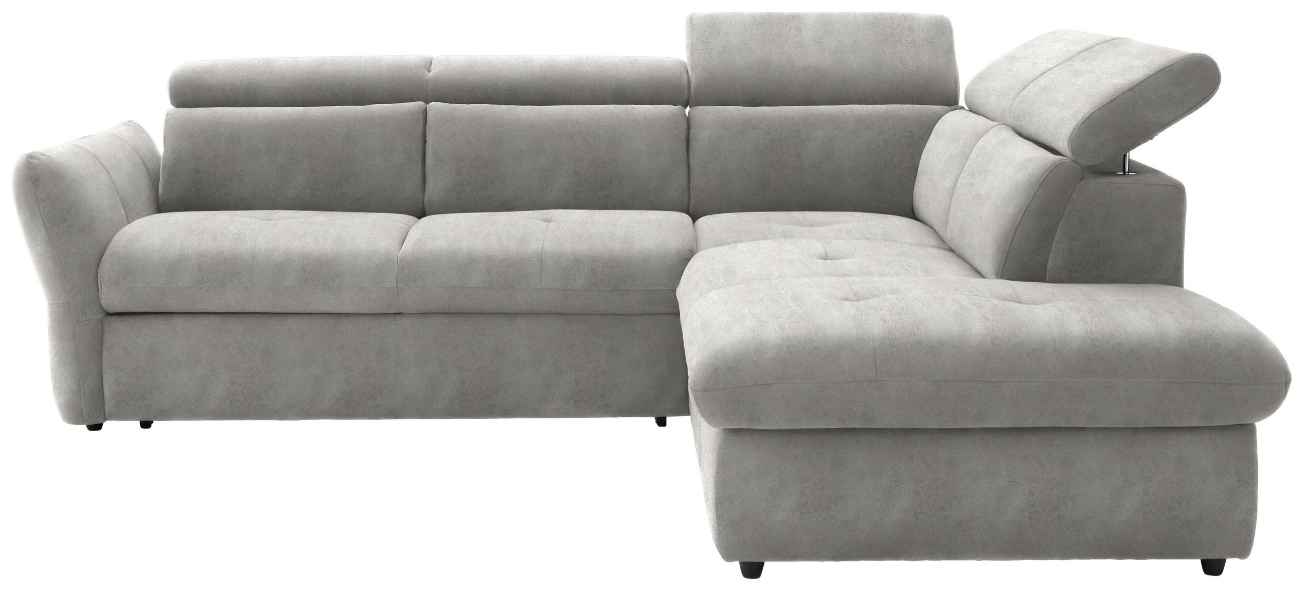 ECKSOFA  in Mikrofaser Hellgrau  254/224 cm  - Hellgrau/Schwarz, Design, Kunststoff/Textil (254/224cm) - Stylife