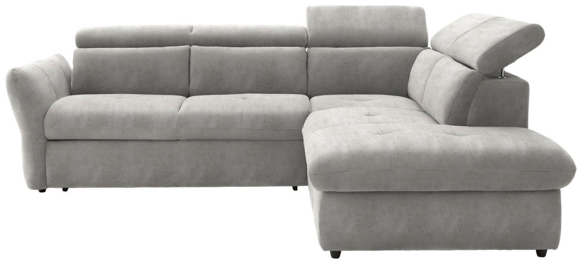 ECKSOFA  in Mikrofaser Hellgrau  254/224 cm  - Hellgrau/Schwarz, Design, Kunststoff/Textil (254/224cm) - Stylife