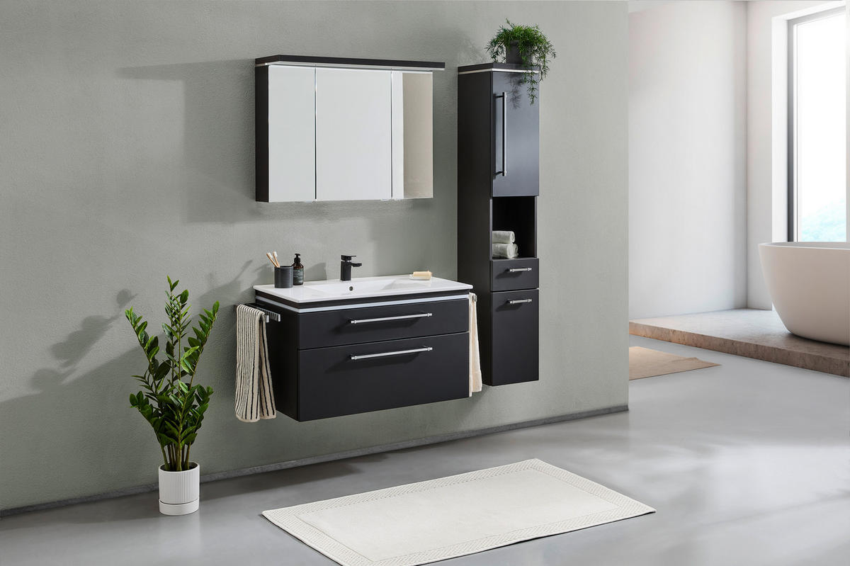 HOCHSCHRANK 30/164/30 cm  - Chromfarben/Grau, KONVENTIONELL, Glas/Holzwerkstoff (30/164/30cm) - Novel