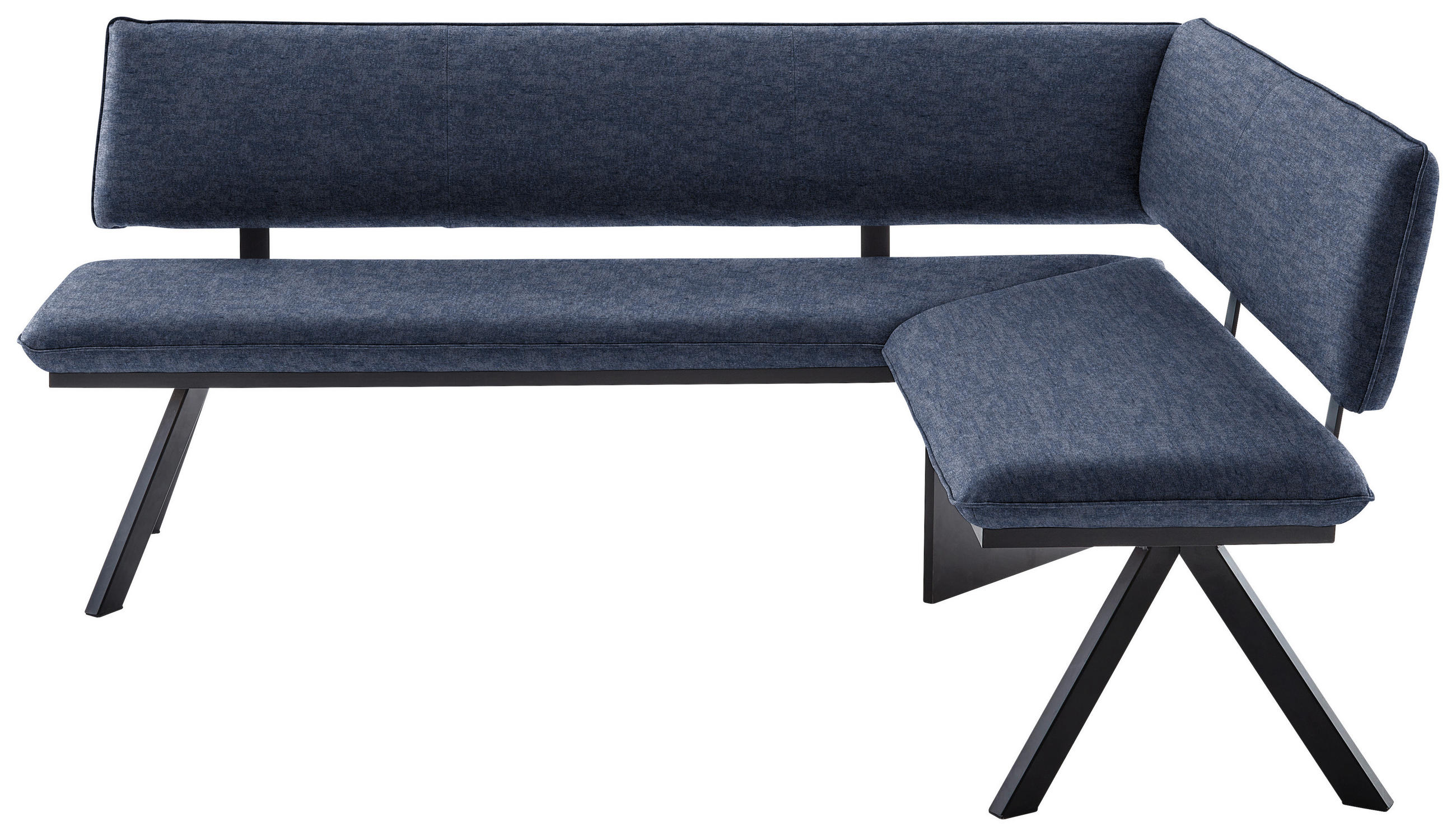 ECKBANK in Metall, Textil Schwarz, Dunkelblau  - Schwarz/Dunkelblau, Modern, Textil/Metall (180/140cm) - Cantus