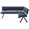 ECKBANK in Metall, Textil Schwarz, Dunkelblau  - Schwarz/Dunkelblau, Modern, Textil/Metall (180/140cm) - Cantus