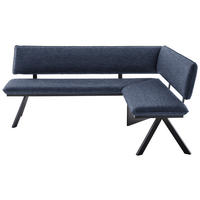 ECKBANK in Metall, Textil Schwarz, Dunkelblau  - Schwarz/Dunkelblau, Modern, Textil/Metall (180/140cm) - Cantus