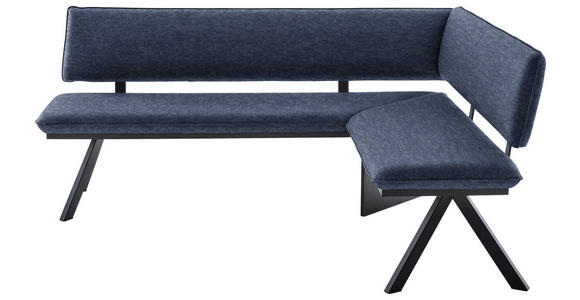 ECKBANK 180/140 cm in Schwarz, Dunkelblau - Schwarz/Dunkelblau, MODERN, Textil/Metall (180/140cm) - Cantus