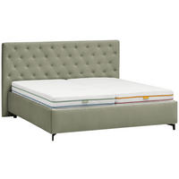 POLSTERBETT 200/200 cm,  in Olivgrün, gepolstertes Kopfteil, Lattenroste,  - Birkefarben/Schwarz, KONVENTIONELL, Holz/Textil (200/200cm) - Novel